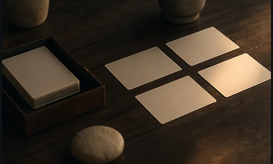 Purpose lesson art: one recurring weekly-project setup with blank cards and a single clear project lane on a dark table